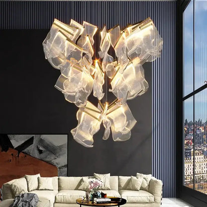 Modern sculptural glass crystal chandelier living room light