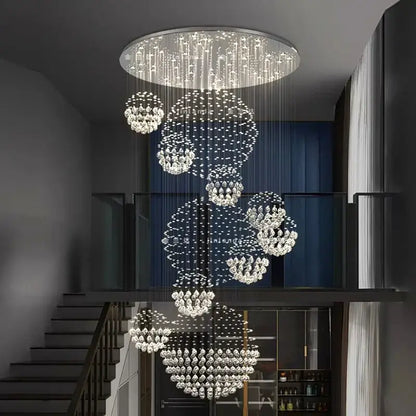 Modern crystal chandelier stair pendant lamp living room lighting