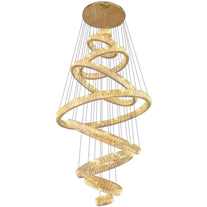 Modern golden spiral crystal chandelier living room pendant lamp