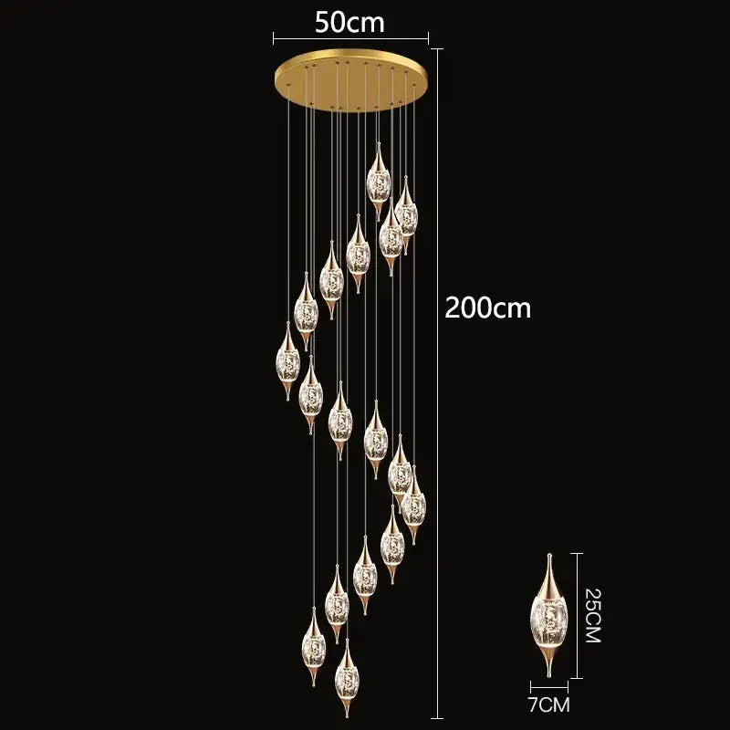 Modern teardrop crystal chandelier living room pendant light