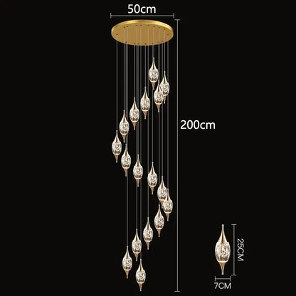 Modern teardrop crystal chandelier living room pendant light