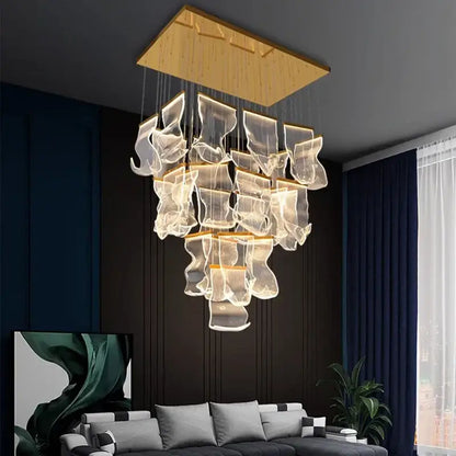 Modern sculptural glass crystal chandelier living room light