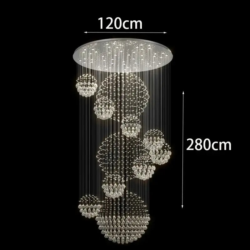 Modern crystal chandelier stair pendant lamp living room lighting