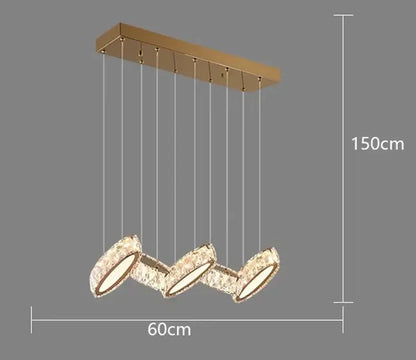 Modern gold zigzag crystal chandelier stair pendant living room