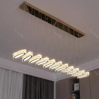 Modern gold zigzag crystal chandelier stair pendant living room