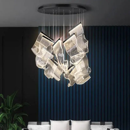 Modern sculptural glass crystal chandelier living room light