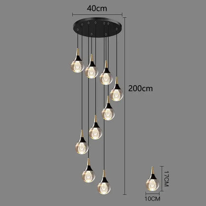 Modern black and gold chandelier stair pendant lamp living room