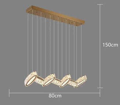 Modern gold zigzag crystal chandelier stair pendant living room