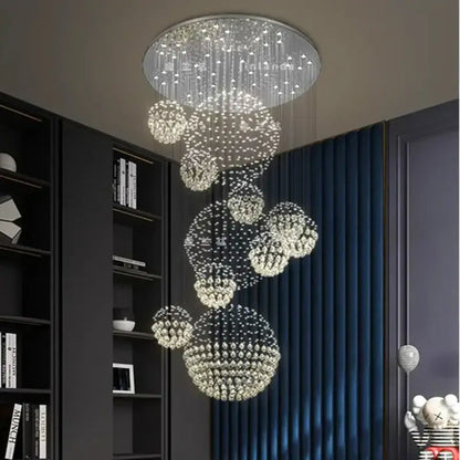 Modern crystal chandelier stair pendant lamp living room lighting