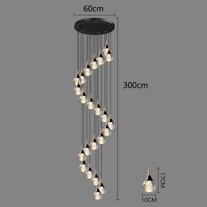 Modern black and gold chandelier stair pendant lamp living room