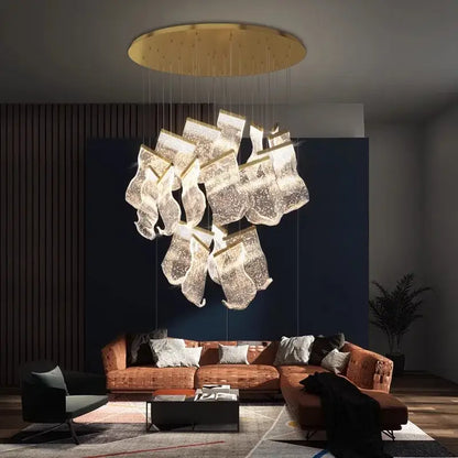 Modern sculptural glass crystal chandelier living room light