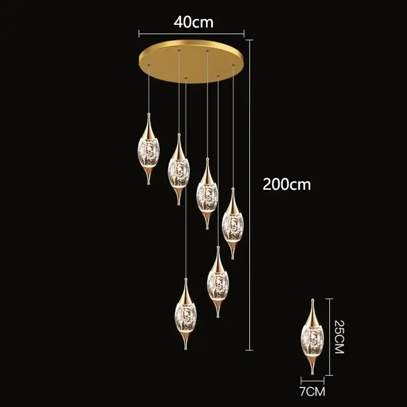 Modern teardrop crystal chandelier living room pendant light