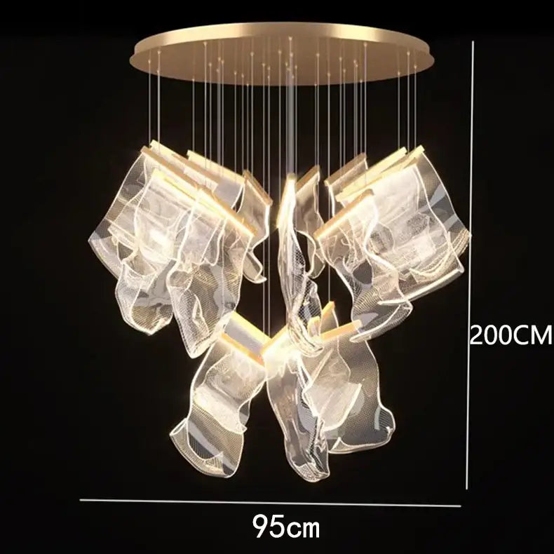 Modern sculptural glass crystal chandelier living room light