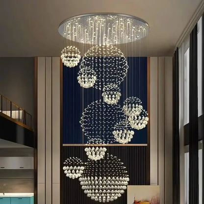 Modern crystal chandelier stair pendant lamp living room lighting