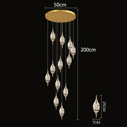 Modern teardrop crystal chandelier living room pendant light