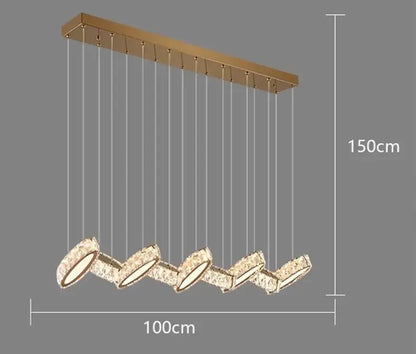 Modern gold zigzag crystal chandelier stair pendant living room