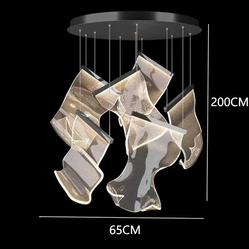 Modern sculptural glass crystal chandelier living room light
