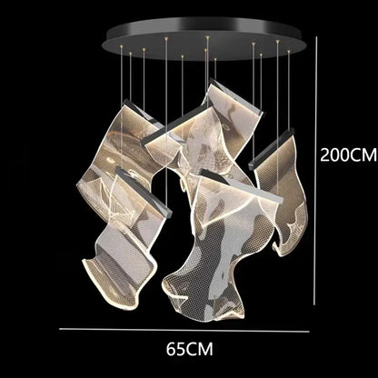 Modern sculptural glass crystal chandelier living room light