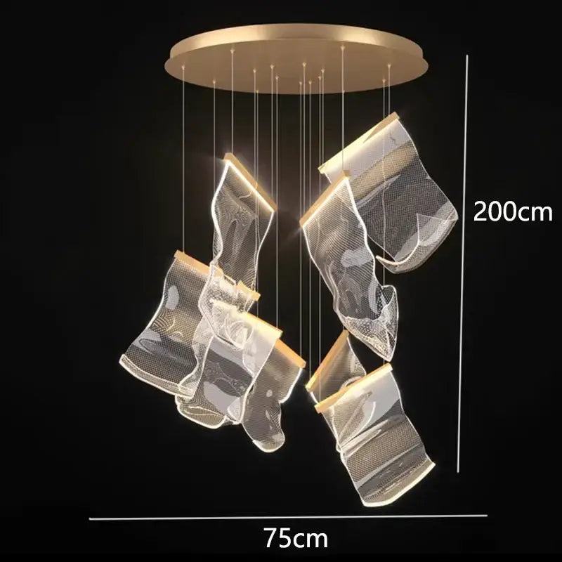 Modern sculptural glass crystal chandelier living room light