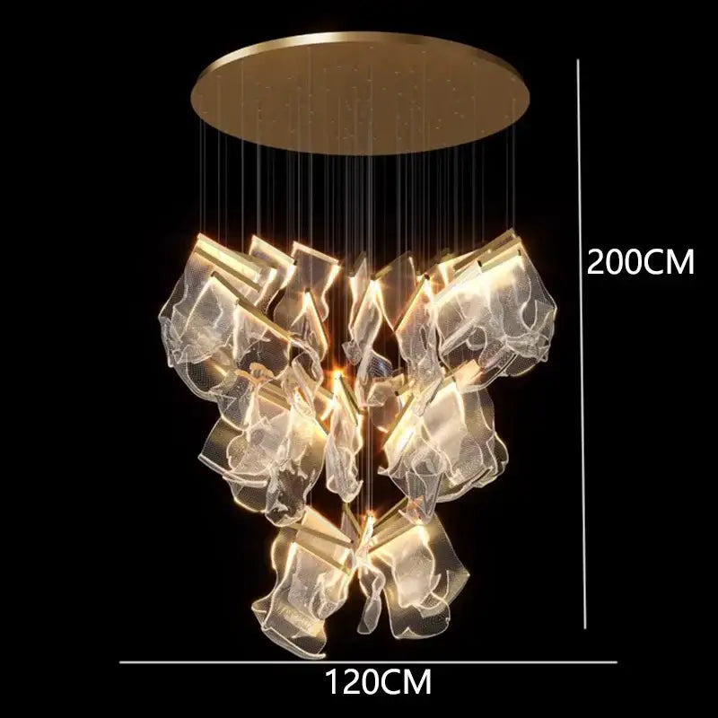 Modern sculptural glass crystal chandelier living room light