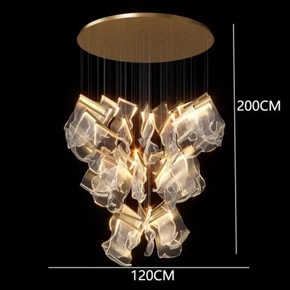 Modern sculptural glass crystal chandelier living room light