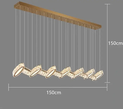 Modern gold zigzag crystal chandelier stair pendant living room