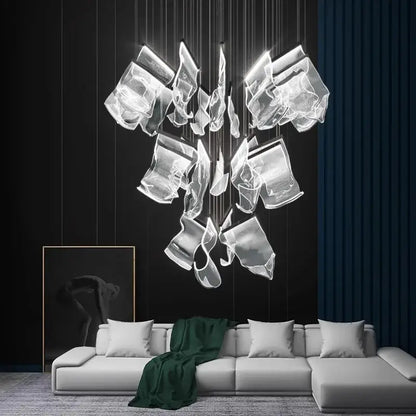 Modern sculptural glass crystal chandelier living room light