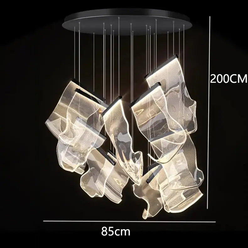 Modern sculptural glass crystal chandelier living room light