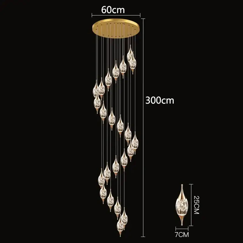 Modern teardrop crystal chandelier living room pendant light