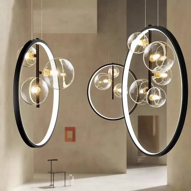 Modern black crystal chandelier stair pendant light living room