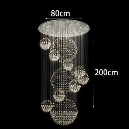 Modern crystal chandelier stair pendant lamp living room lighting