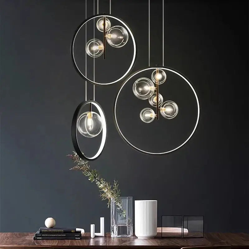 Modern black crystal chandelier stair pendant light living room