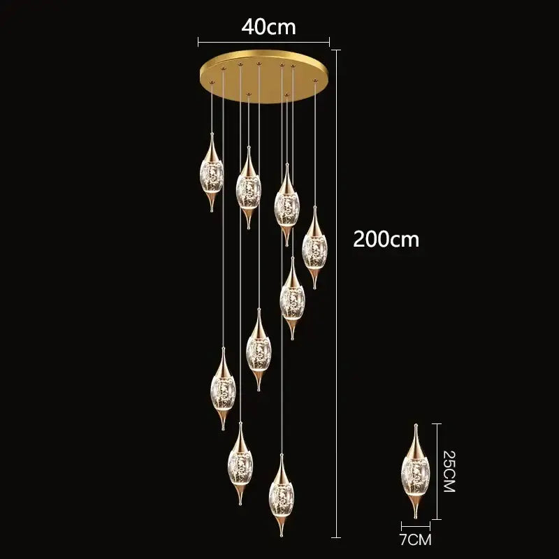 Modern teardrop crystal chandelier living room pendant light