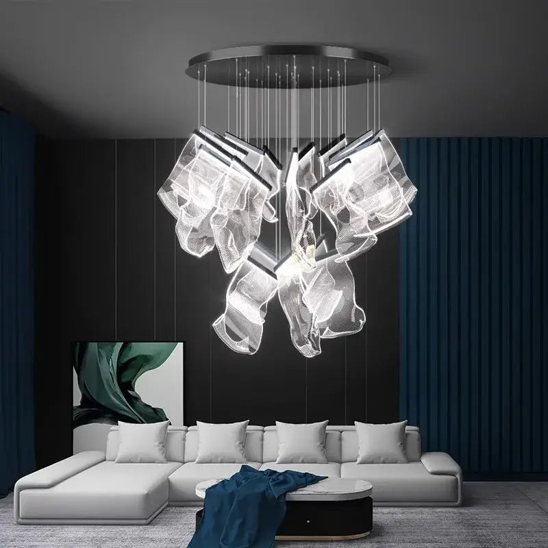 Modern sculptural glass crystal chandelier living room light