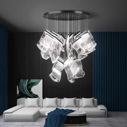 Modern sculptural glass crystal chandelier living room light