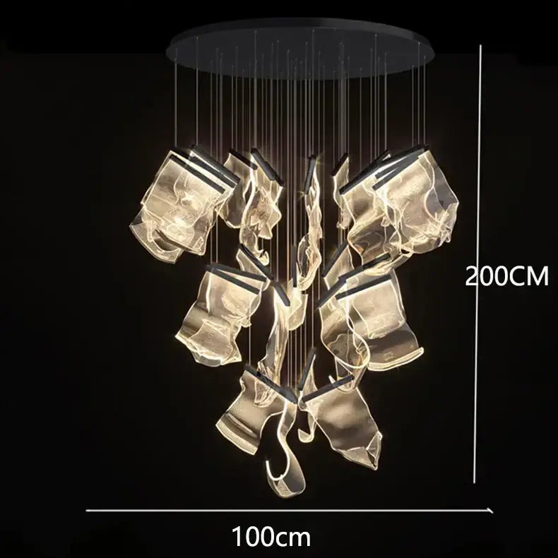 Modern sculptural glass crystal chandelier living room light