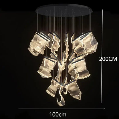 Modern sculptural glass crystal chandelier living room light