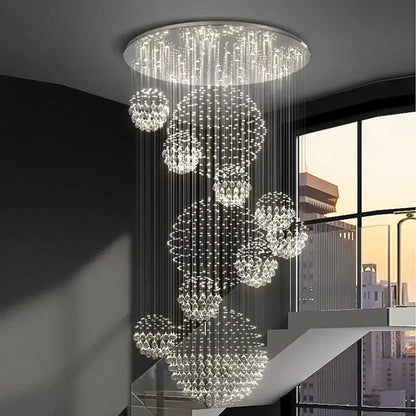 Modern crystal chandelier stair pendant lamp living room lighting