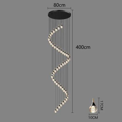 Modern black and gold chandelier stair pendant lamp living room