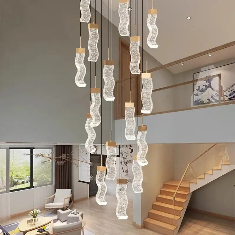 Modern gold crystal chandelier living room pendant lamp
