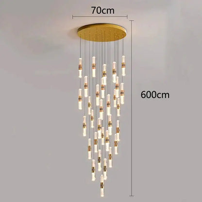 Modern gold crystal chandelier stair pendant lamp living room