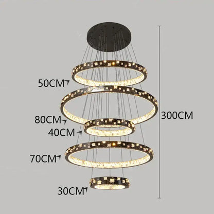 Modern black and clear crystal chandelier stair pendant lamp living room
