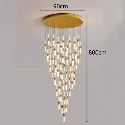Modern gold crystal chandelier stair pendant lamp living room