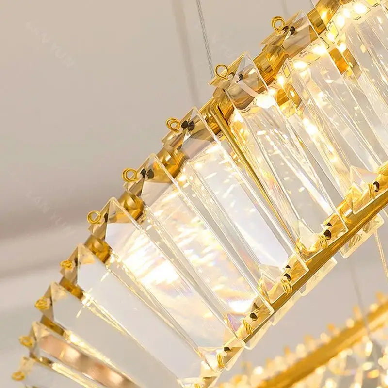 Golden spiral crystal chandelier living room pendant light