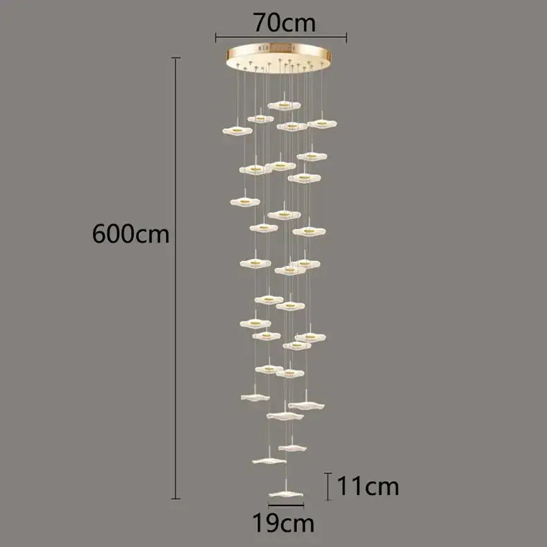 Modern white petal crystal chandelier stair pendant living room light