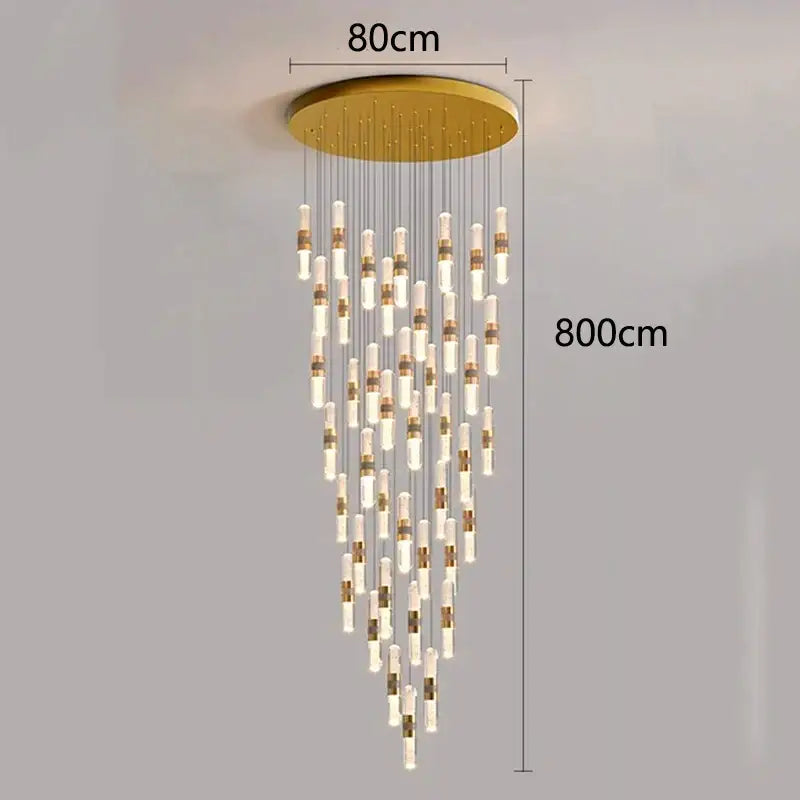 Modern gold crystal chandelier stair pendant lamp living room
