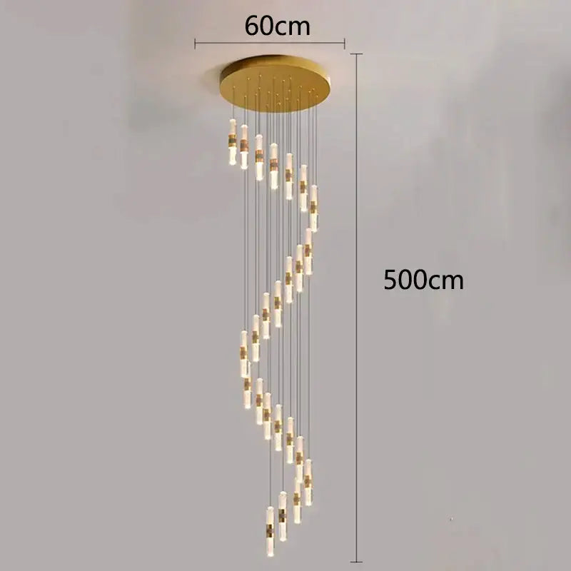 Modern gold crystal chandelier stair pendant lamp living room