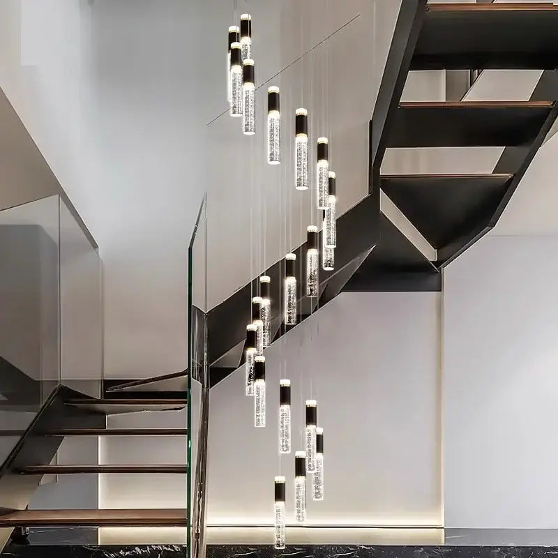 Modern black and crystal chandelier living room pendant light