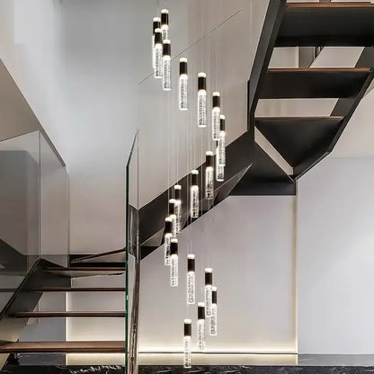 Modern black and crystal chandelier living room pendant light