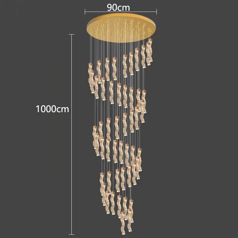 Modern gold crystal chandelier living room pendant lamp